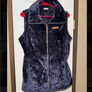 Columbia Mens Plush Navy Blue Zip-Up Vest